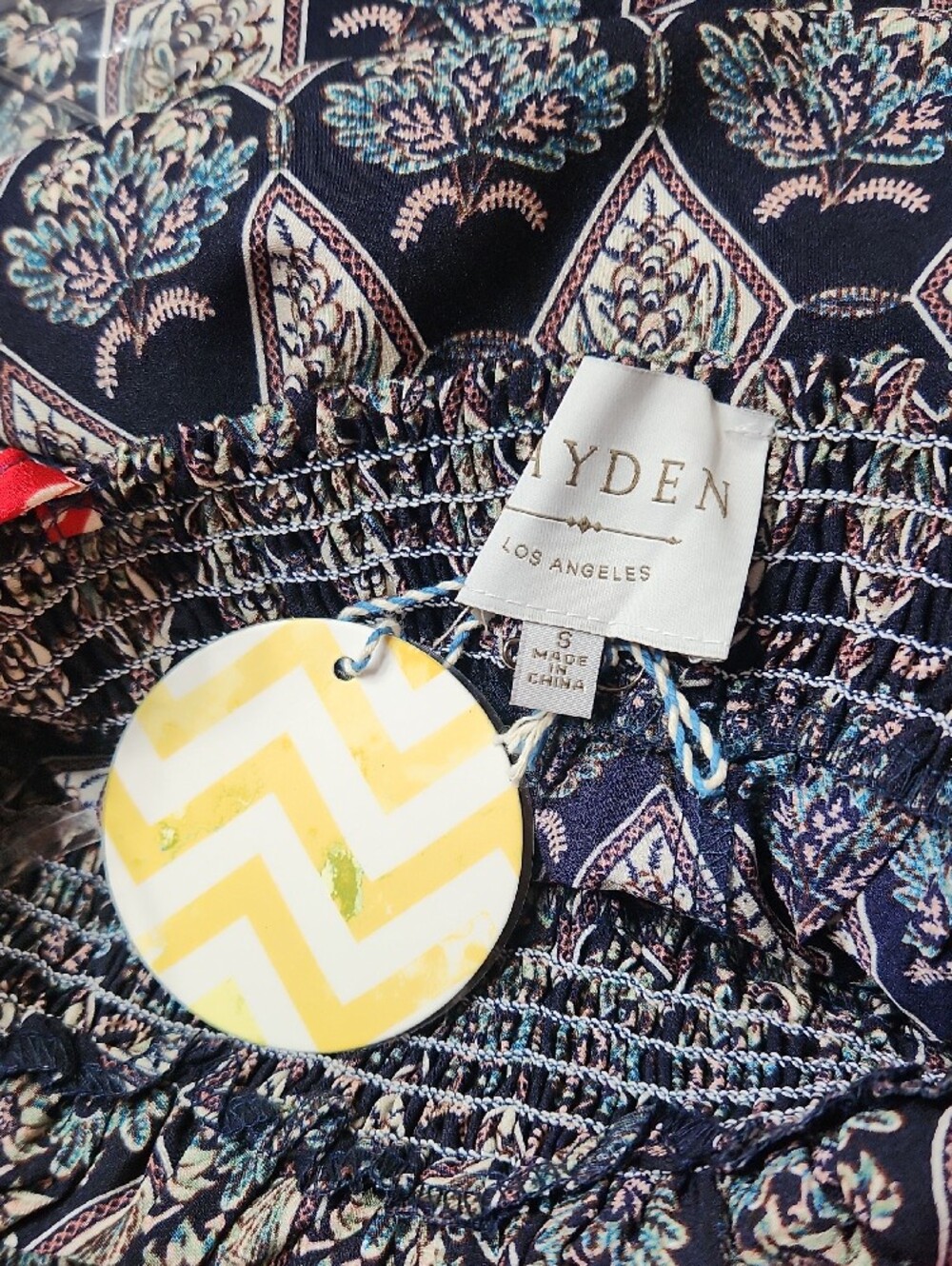 Hayden Los Angeles maxi Boho Smocked dress black geometric Red/White Floral Sm - Picture 10 of 12